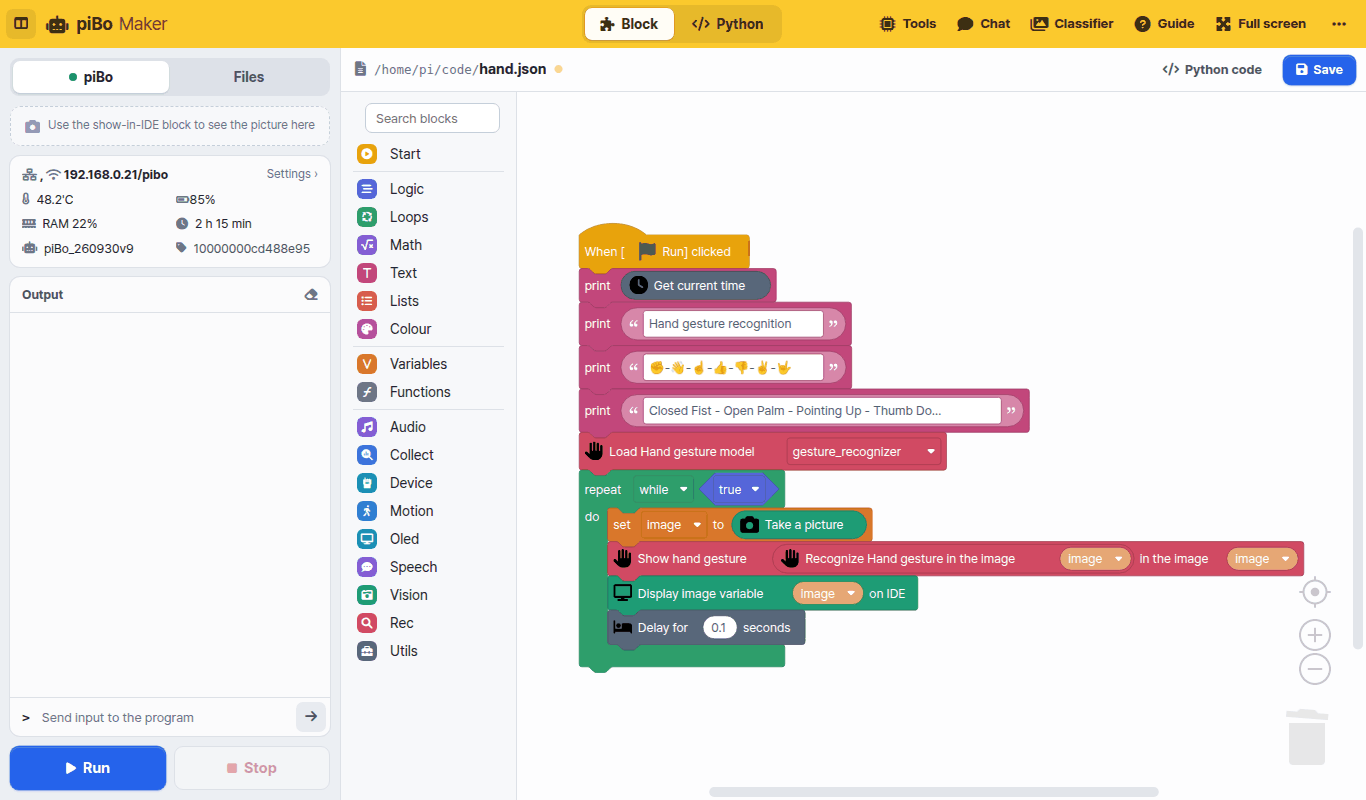 IDE with blocks